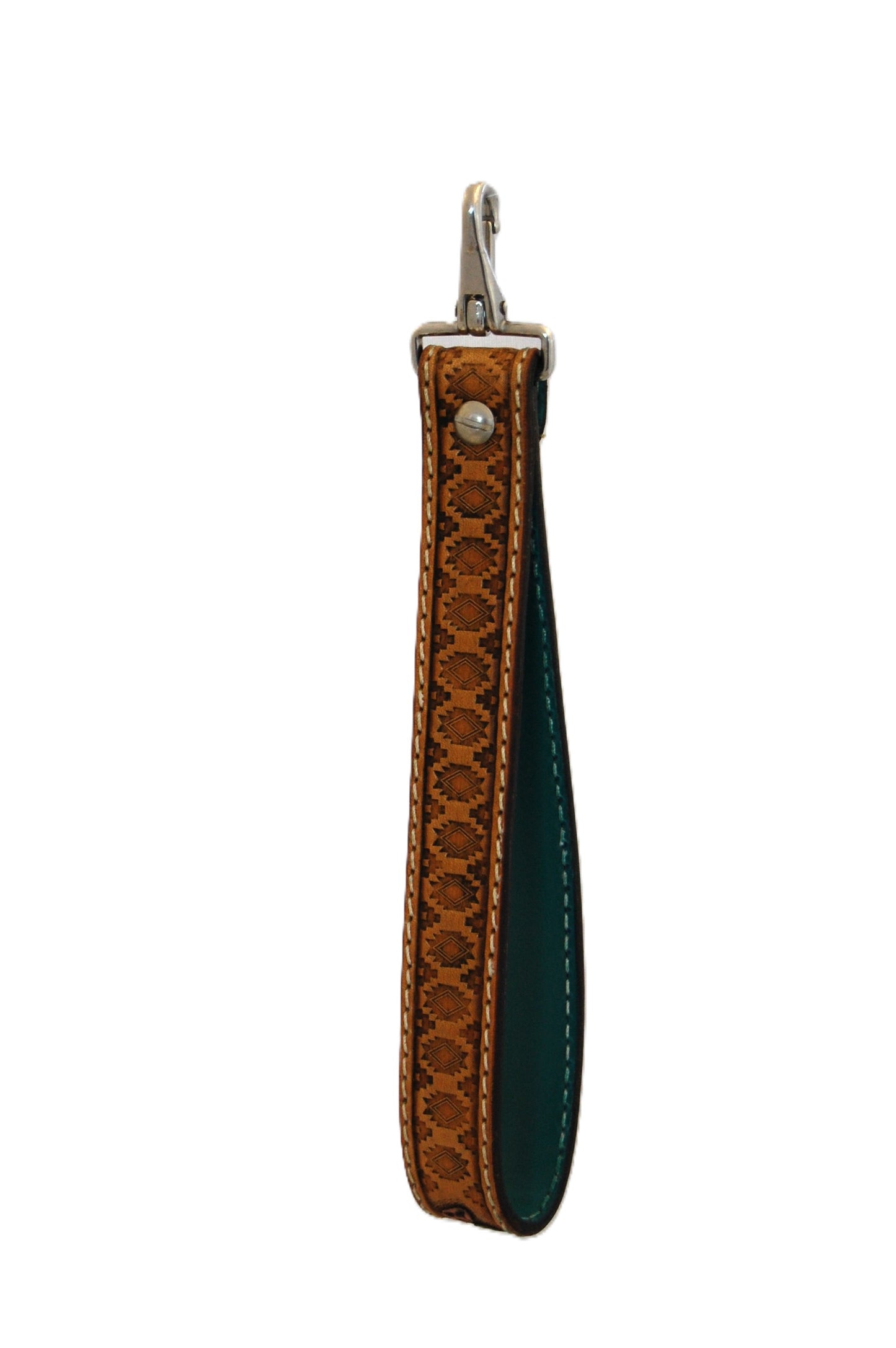 Tooled Leather Wristlet Keychain