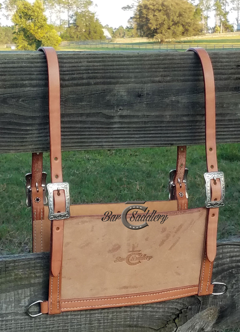 Custom Leather Livestock Exhibitor Show Number Holder Harness - Inlay With Name