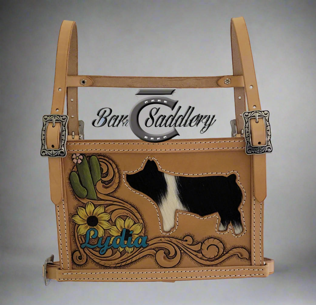 Custom Leather Exhibitor Show Number Harness