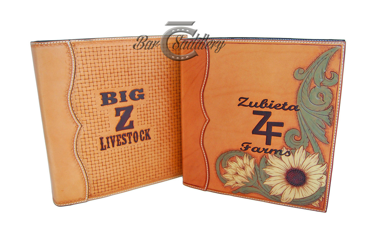Custom, hand tooled / stamped leather 3 ring binder