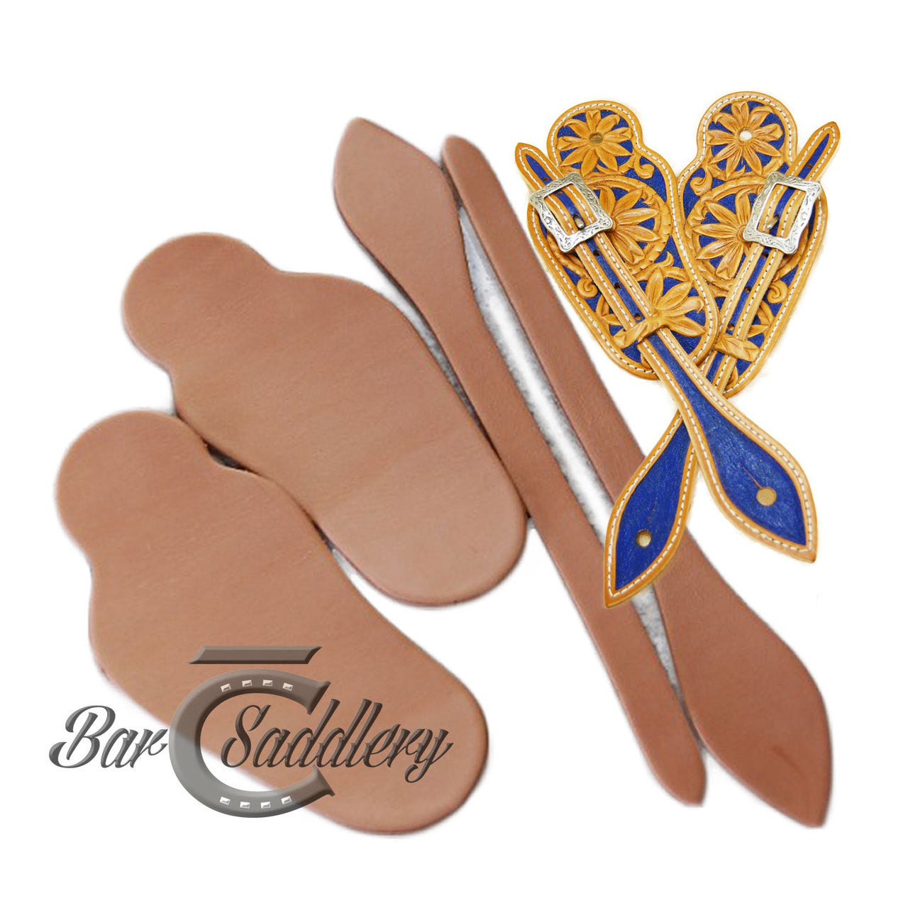 Premium vegetable tanned leather Visalia style spur strap blanks.