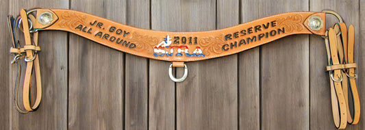 Custom leather award tripping collar roping breast collar