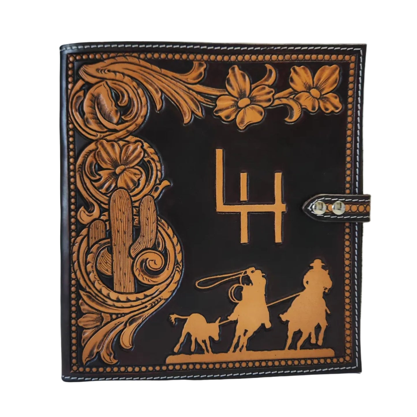 Custom Hand Tooled Leather 3 Ring Binder