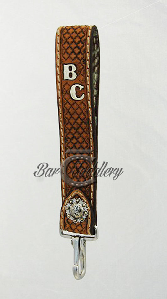 Tooled Leather Wristlet Keychain