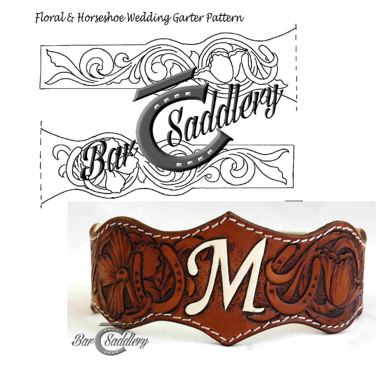 Leather wedding garter belt tooling pattern for download