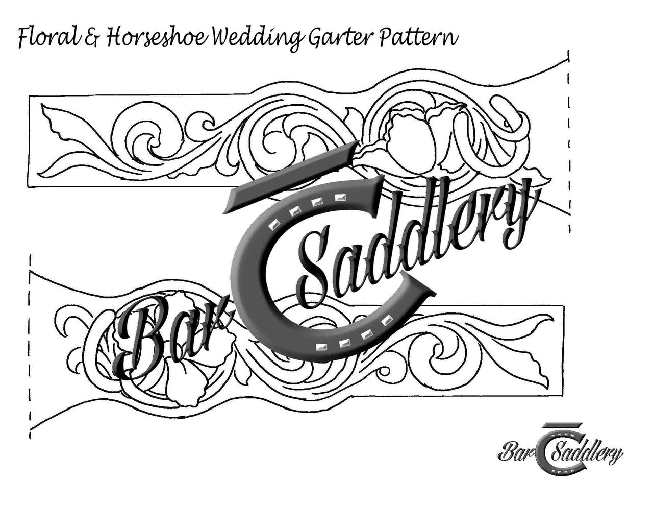 Leather wedding garter belt tooling pattern for download